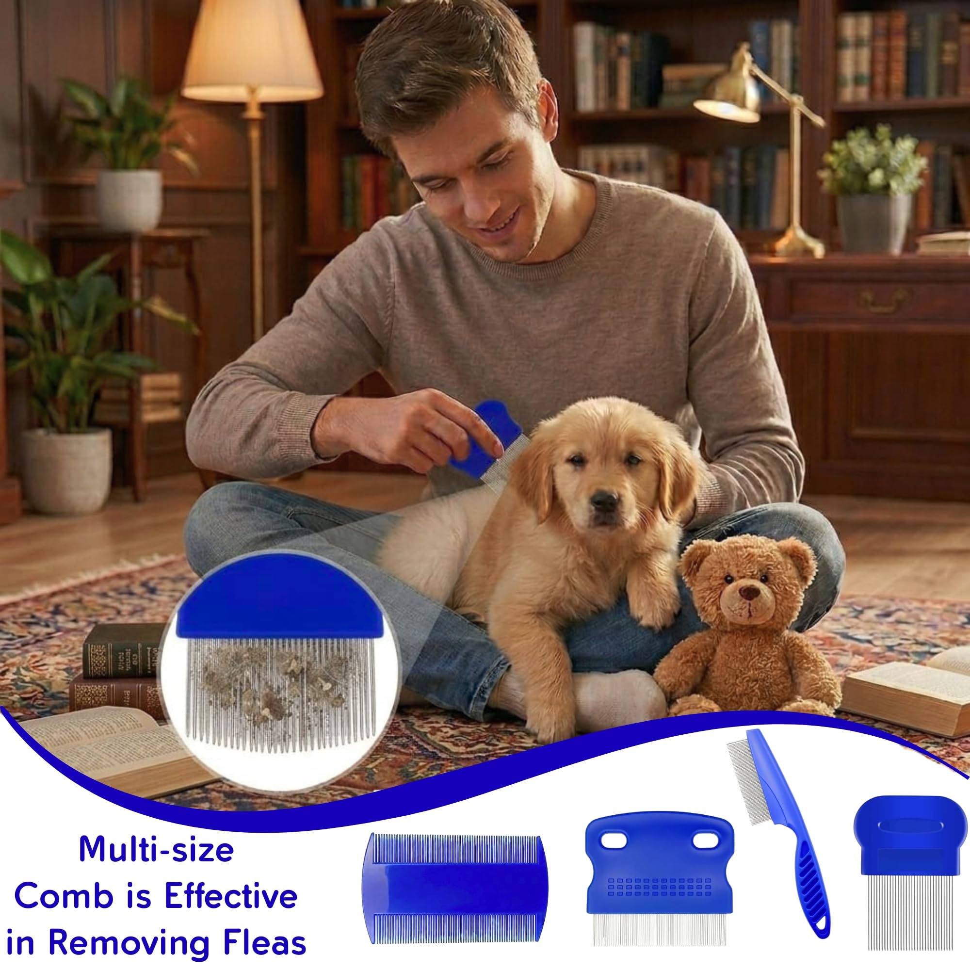 Peigne à Lice Flea - Peigne à Lice Flea pour chats Chiens Enlever les oeufs à Lice Fleas en acier inoxydable Chat