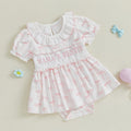 Summer Arrival Ruffle-Neck Romper for Baby Girls