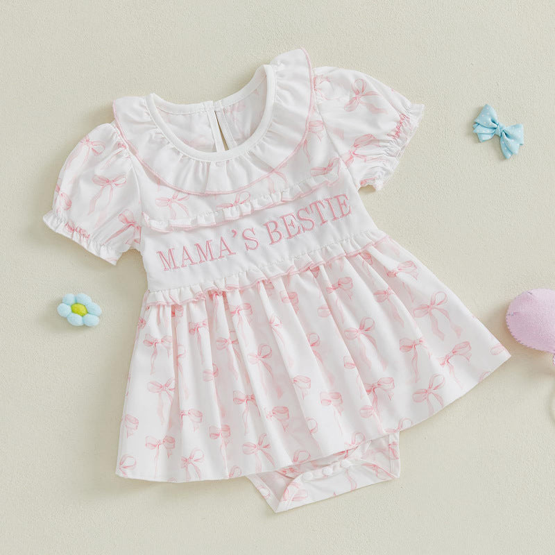 Summer Arrival Ruffle-Neck Romper for Baby Girls