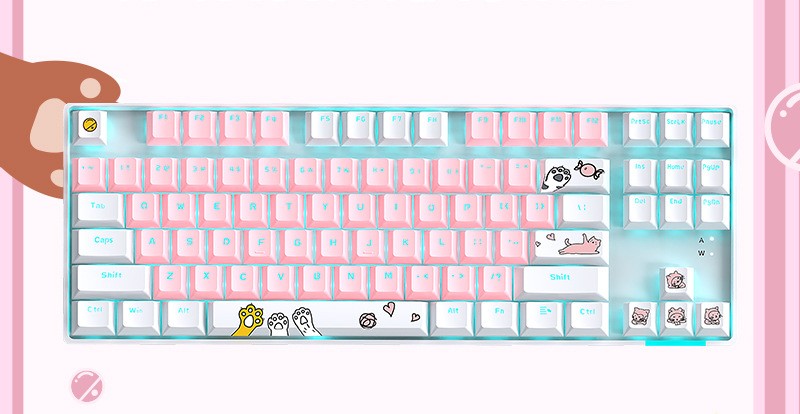 87 Key Rgb Effet de lumière Axis vert Clavier mécanique portable