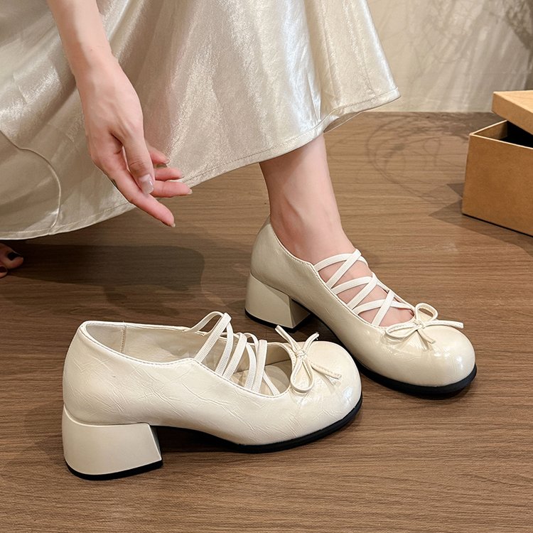 Femmes Square Toe Polka Dot Platform Mary Jane Chaussures