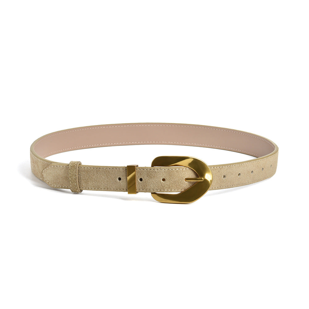 Matte Cowhide Vintage Ladies Boucle d'Or Ceinture