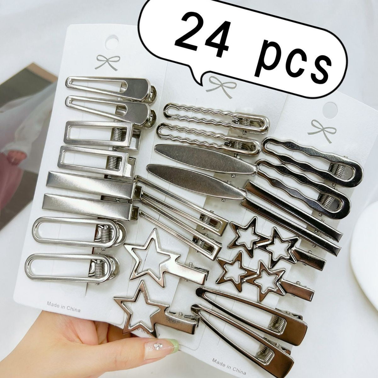 Lot de strass en forme de coeur, 24 pièces, lettre Duckbill