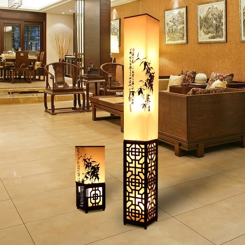 Lampadaire moderne chinois en bois massif dimmable LED