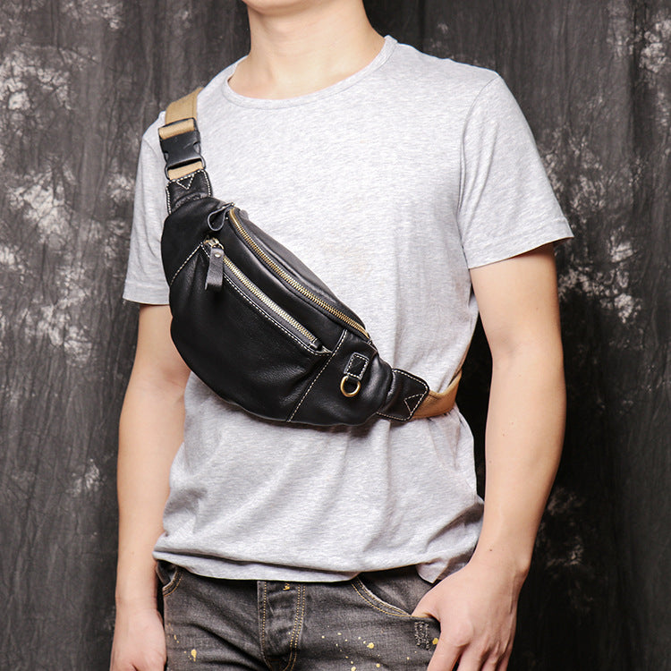 Sac de poitrine homme multifonctionnel de couleur unie