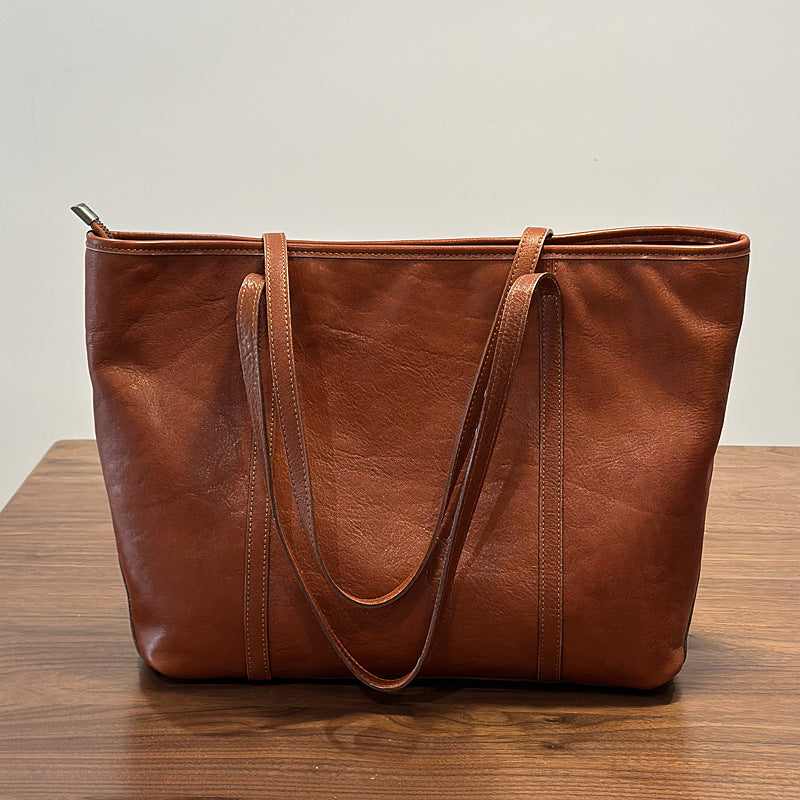 Cowhide Printemps Été Sac à épaule de grande capacité