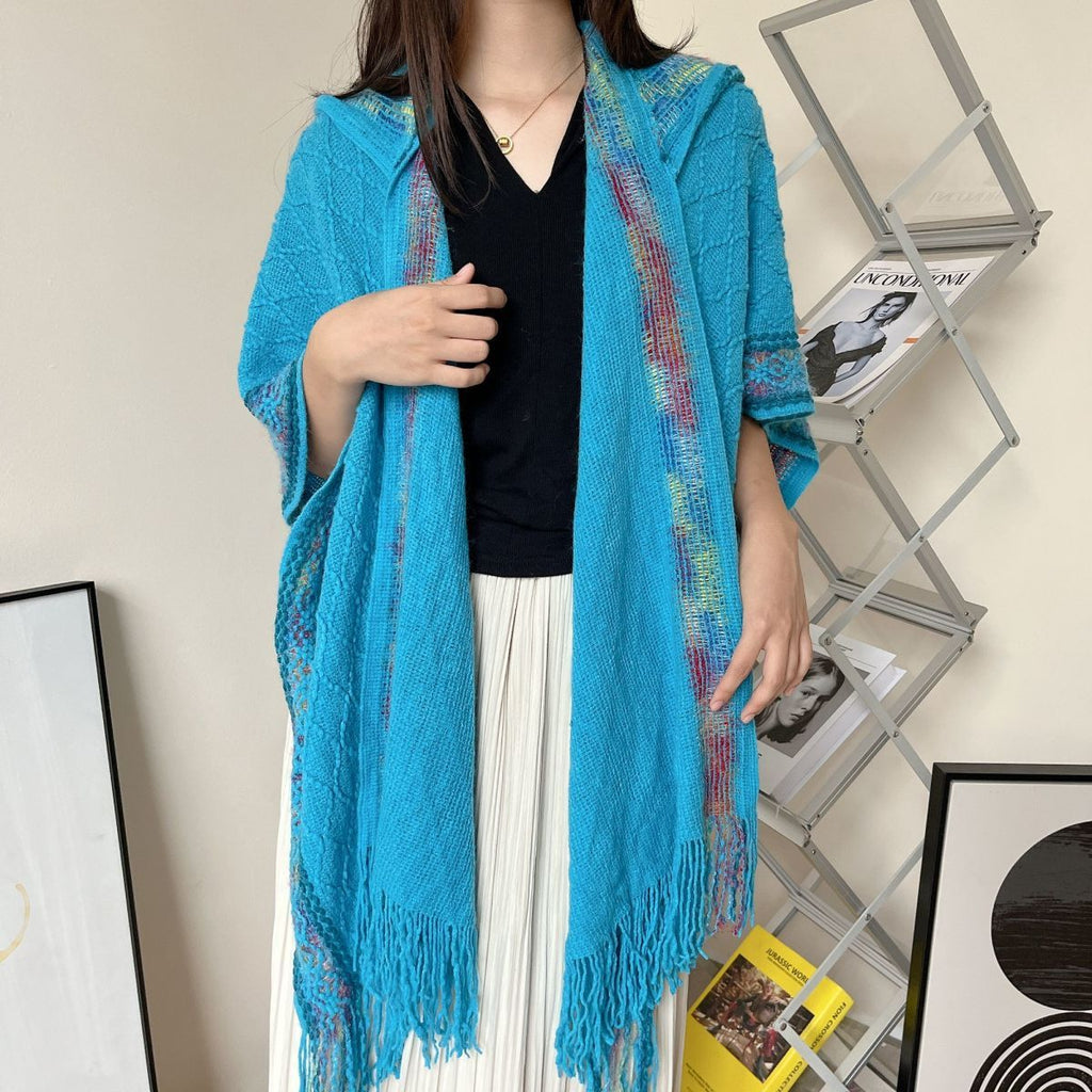 Châle à capuchon de style ethnique pour les femmes