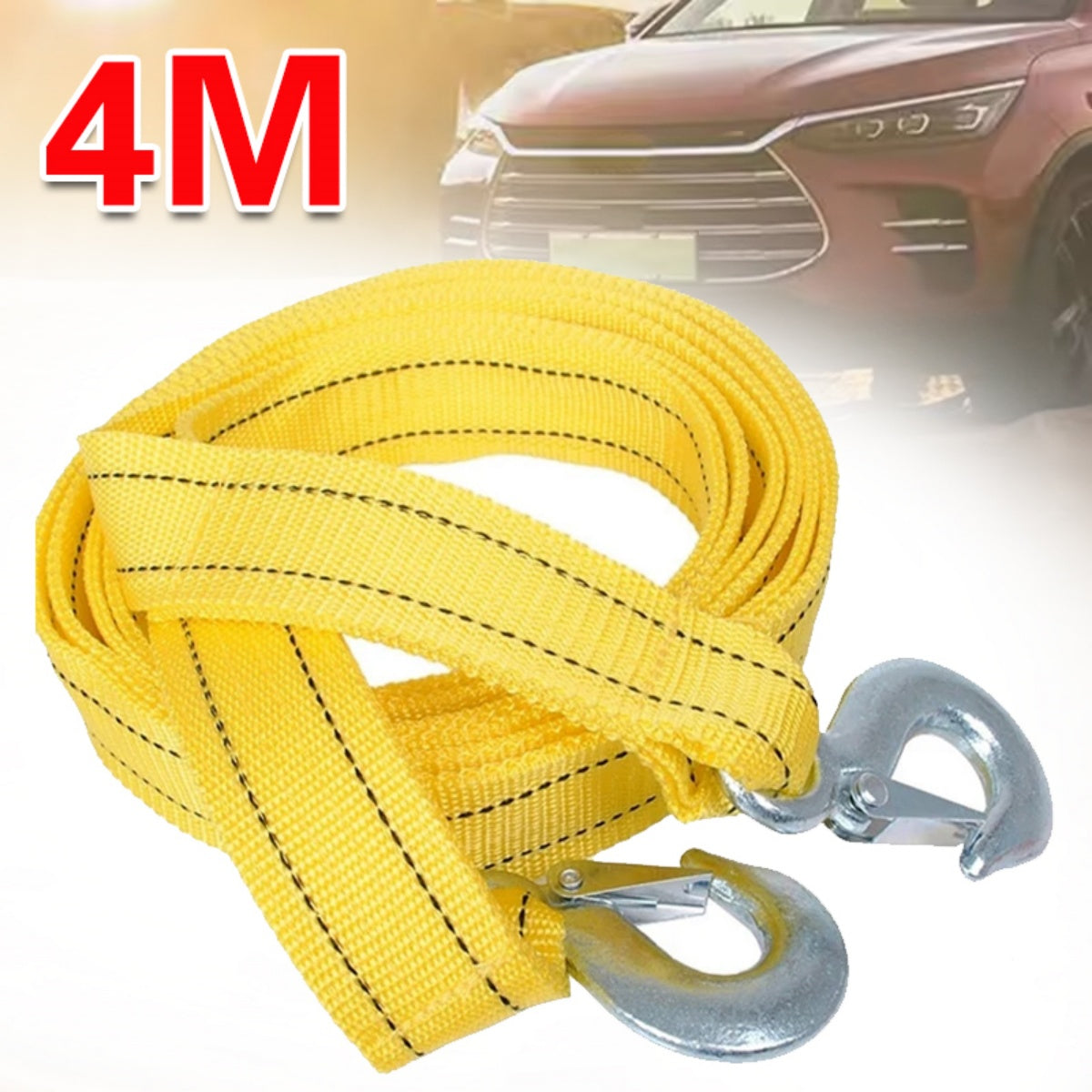 4M lourd de 3 tonnes de remorquage de câble de remorquage de voiture Pull-Rope Strap Crochets Van Road Récupération