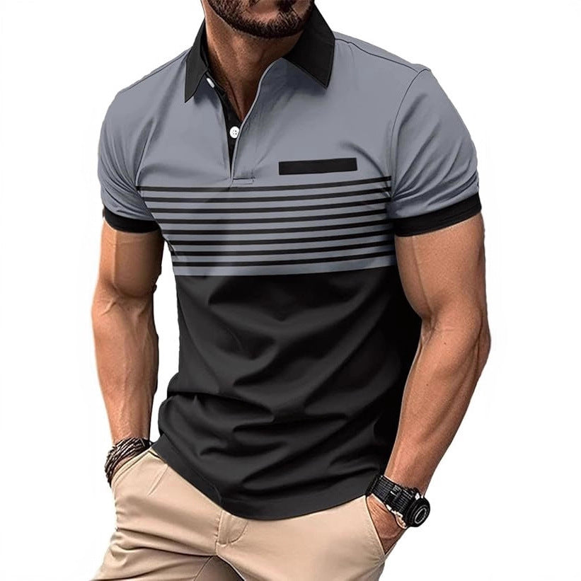 Imprimé numérique Chemise Polo à manches courtes boutonnée Lapel