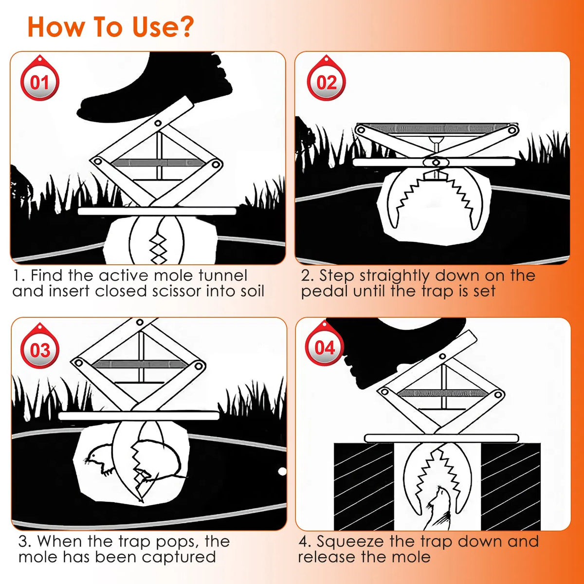 Piège à moles sensible avec mâchoires de ciseau - Duty