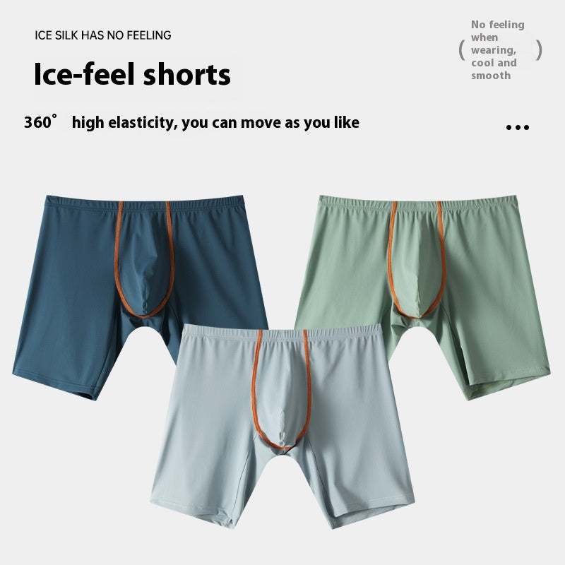 Sous-vêtements allongés Ice Silk Sexy Boxers homme Mid-waist U Convex Sexy Séchage rapide