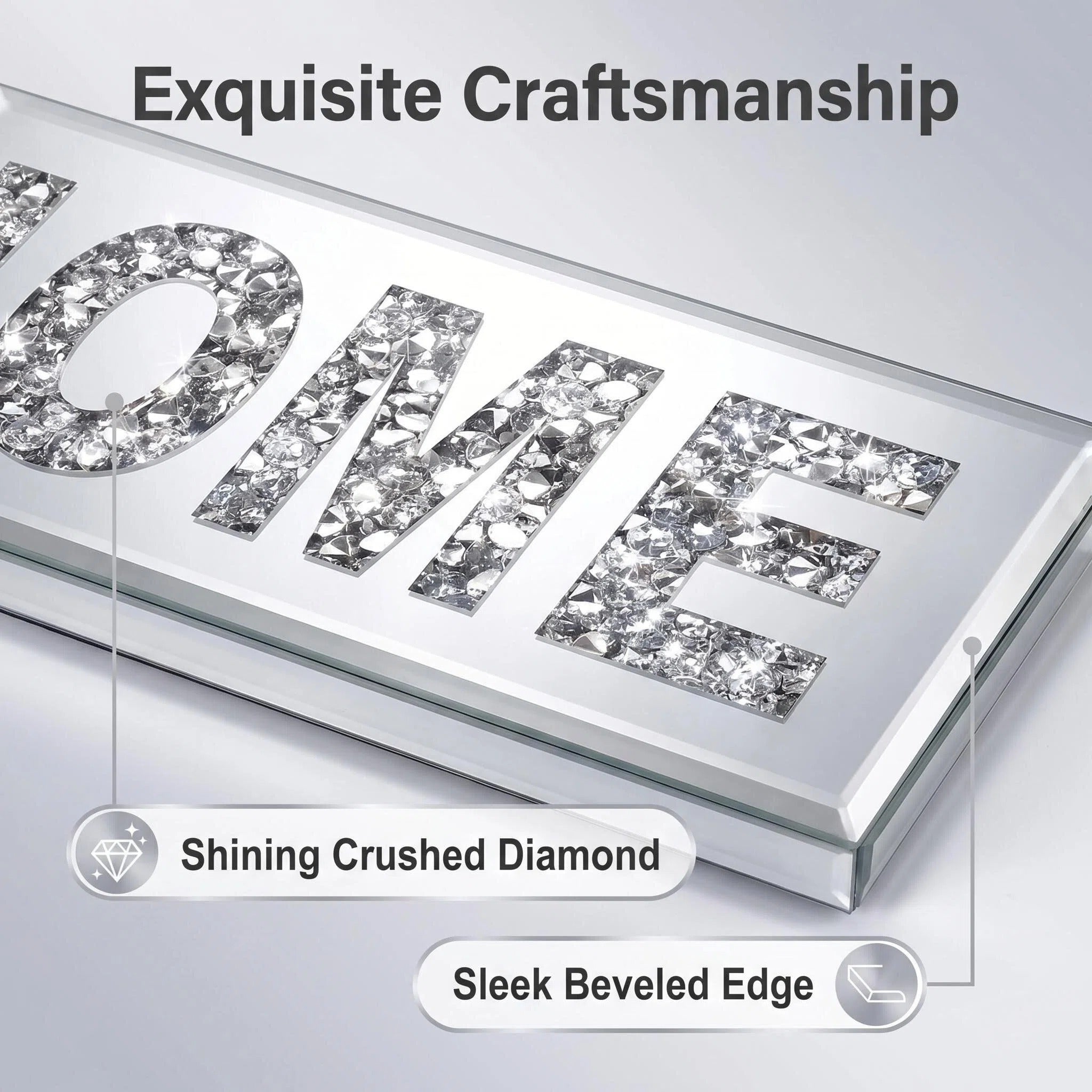 Crush Diamond Mirrored ACCUEIL Lettre Plaque Signe pour décoration murale