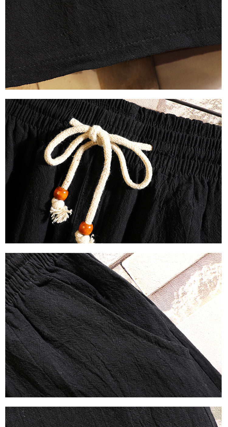Short en lin pour homme Costume à manches courtes Style chinois