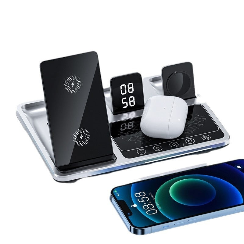 Multifonctionnel sans fil réveil de charge rapide téléphone portable pliable