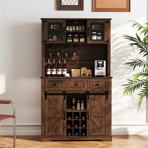 Maison de ferme Brown 72" Pantry Cabinet avec Hutch