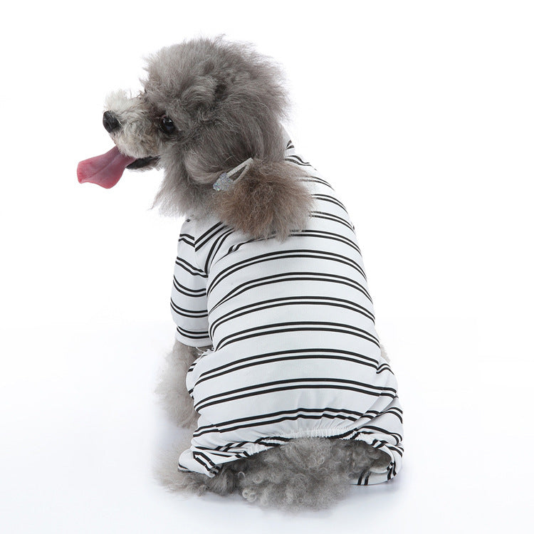 Vêtements de chien d'été rayés maison Pajamas Mince