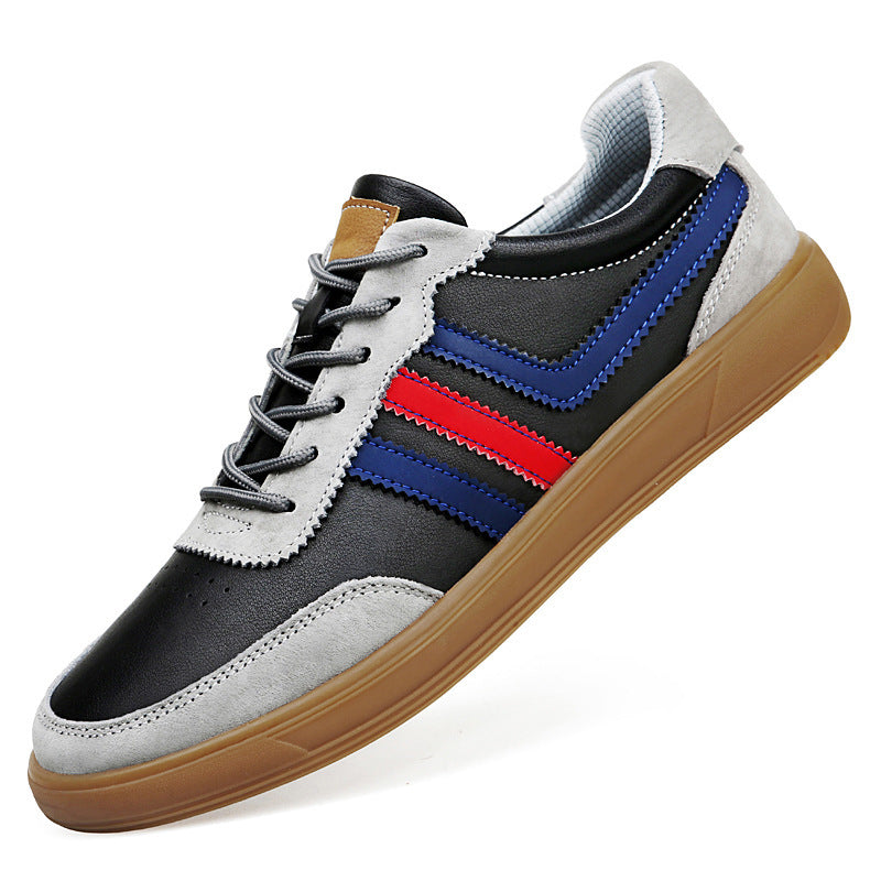 Sneakers en cuir pour hommes avec semelles intérieure et semelles en caoutchouc Tendon-Style