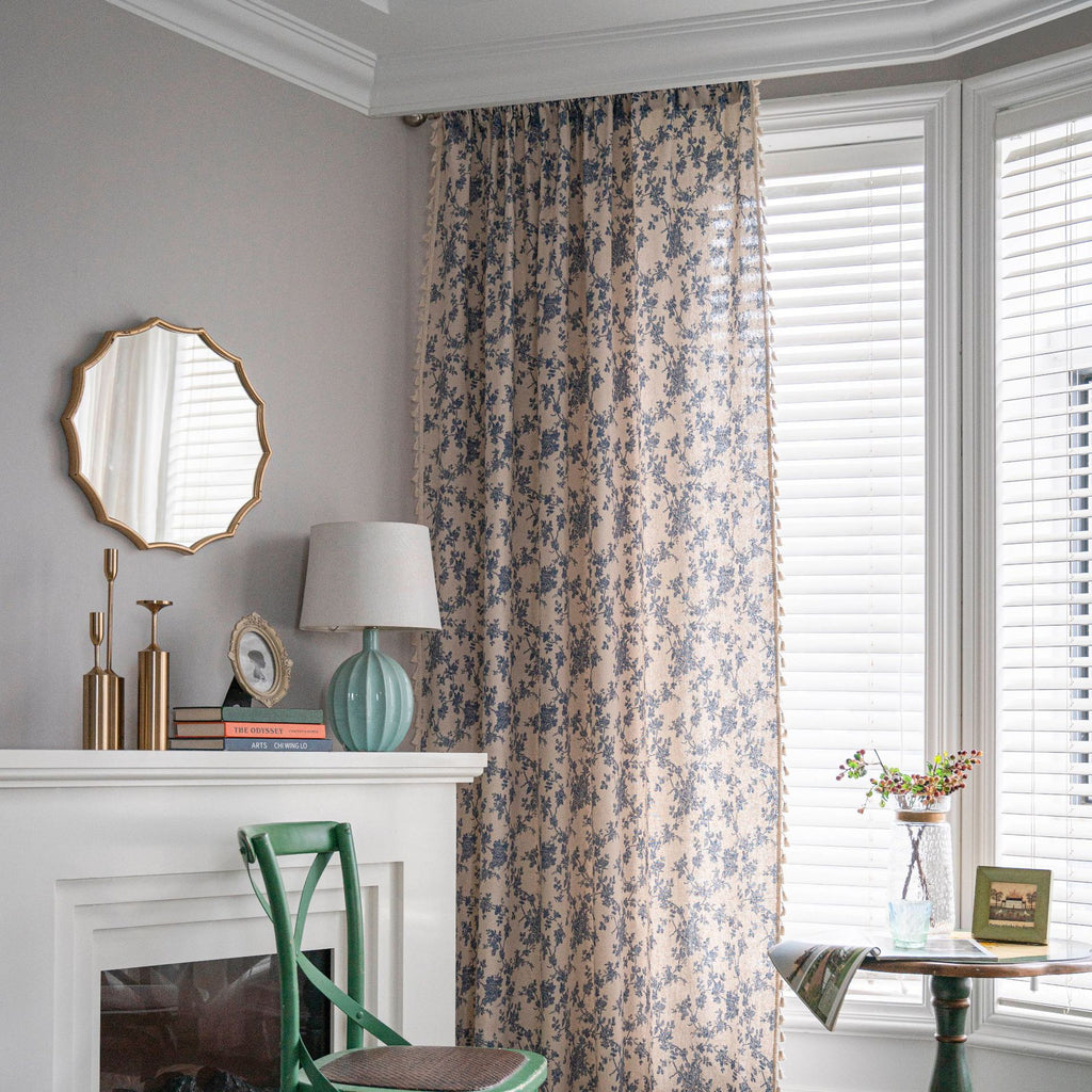 Coton et Linge d'imprimerie Rideau de cuisine Beige Tassel Petite fenêtre Half Shade Bay fenêtre