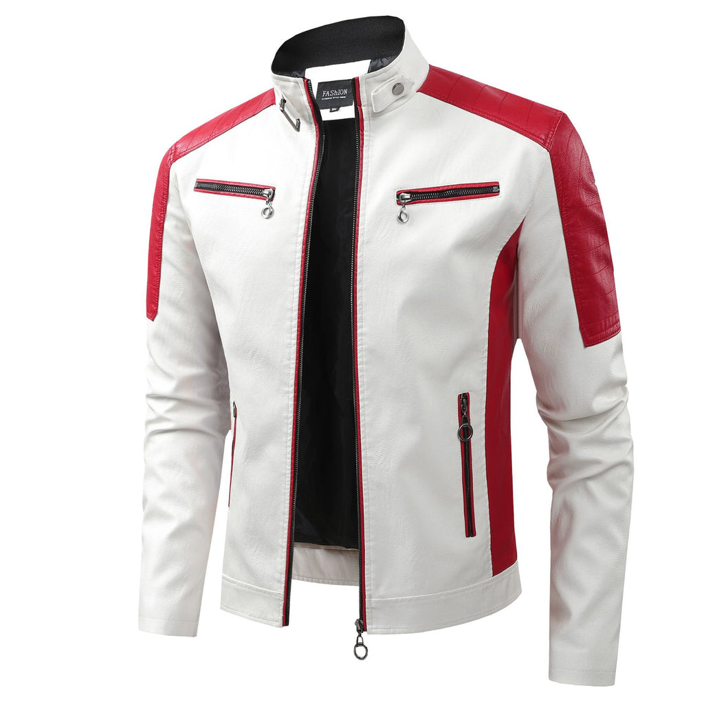AutomneHiver Casual Biker-Style Patchwork Veste en cuir