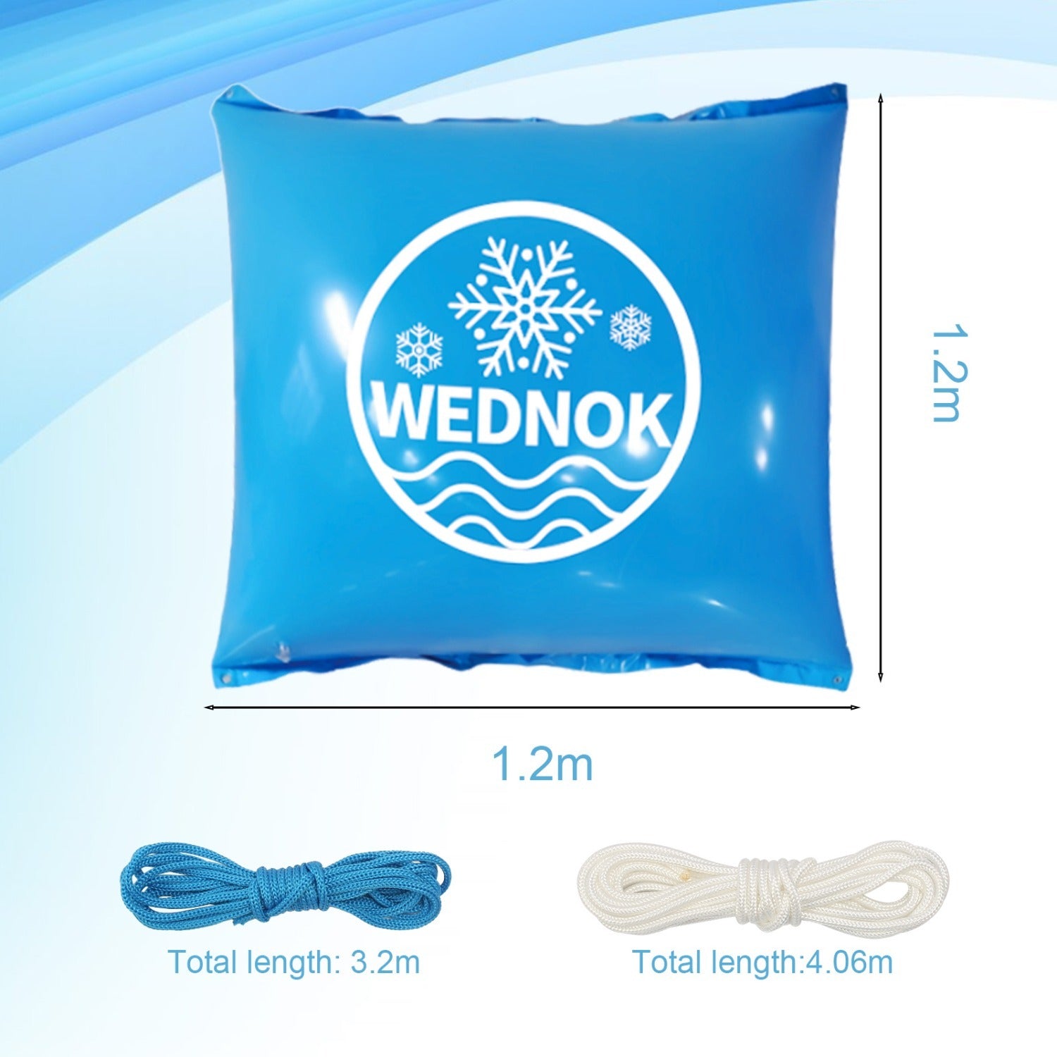 Set de coussins d'air de piscine design - 2 coussins carrés et cordes d'attache