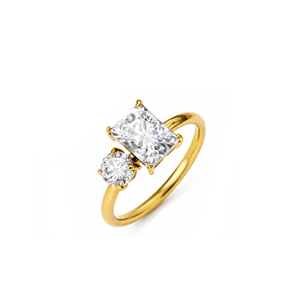 Anneau de titane en acier inoxydable Zircon pour femmes