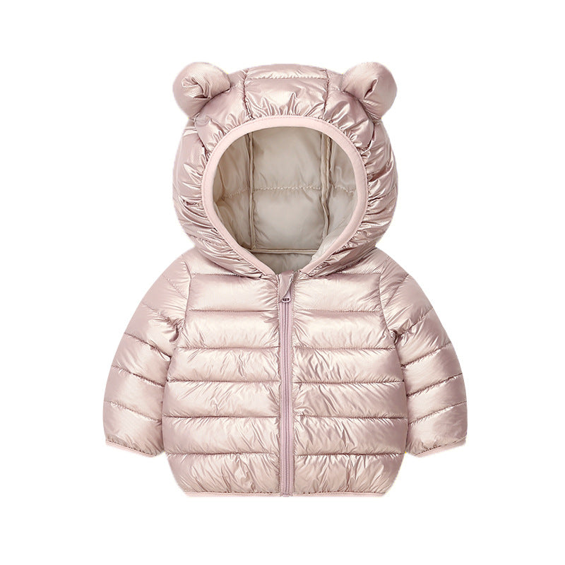 Printemps Automne et hiver Manteau de coton polyvalent de couleur solide pour les enfants