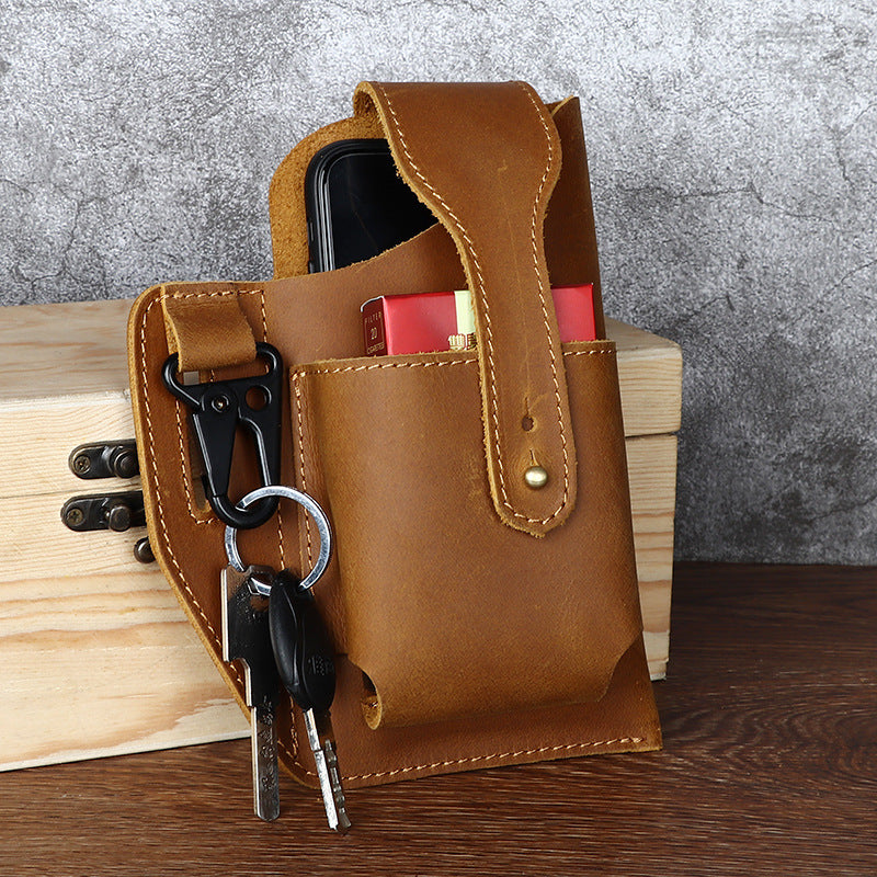 Sac de ceinture en cuir rétro pour hommes