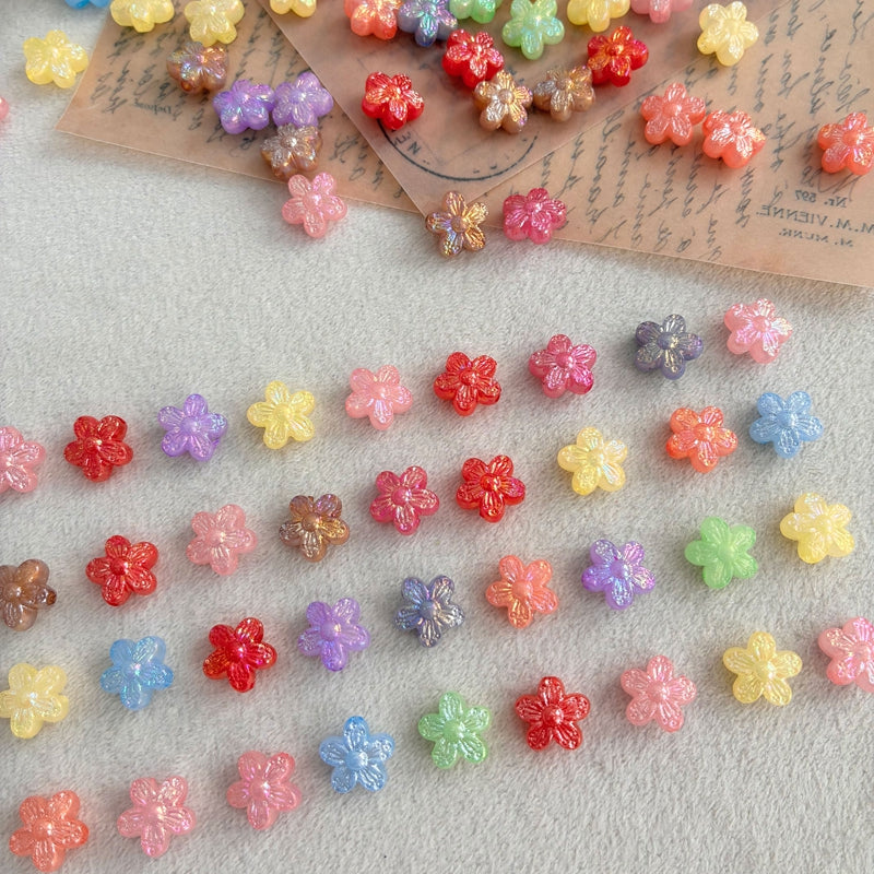 10mm couleur mixte perles de fleurs acryliques cinq-pieds