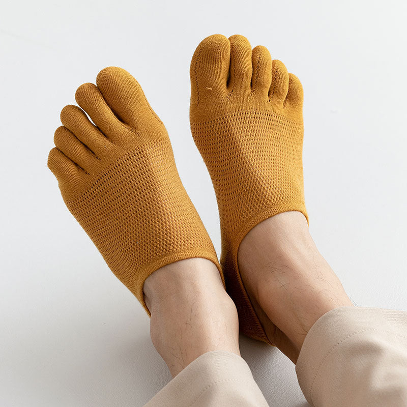 Désodorisant en coton pour hommes et chaussons respirantes à cinq orteils absorbant la sueur