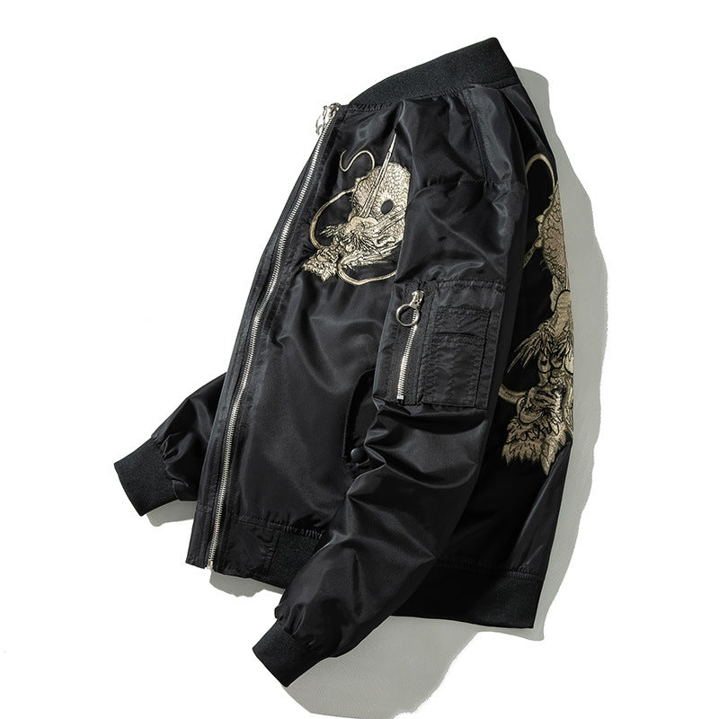 Veste volante de style chinois pour hommes avec design de Dragon brodé