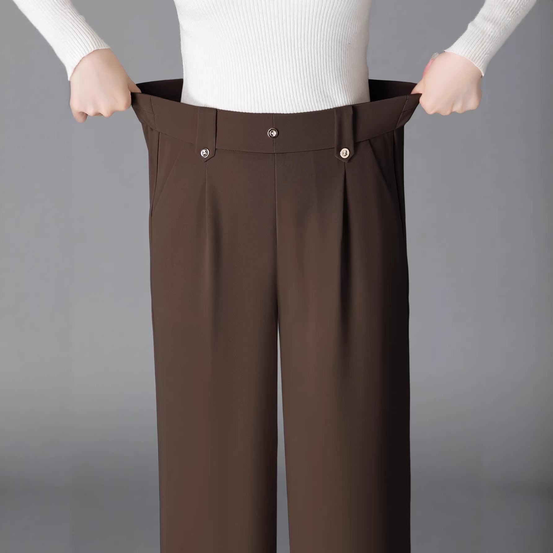 Femme Elastique-Wist Outerwear-ready Stretchy Slim-fit Pantalons à jambes larges
