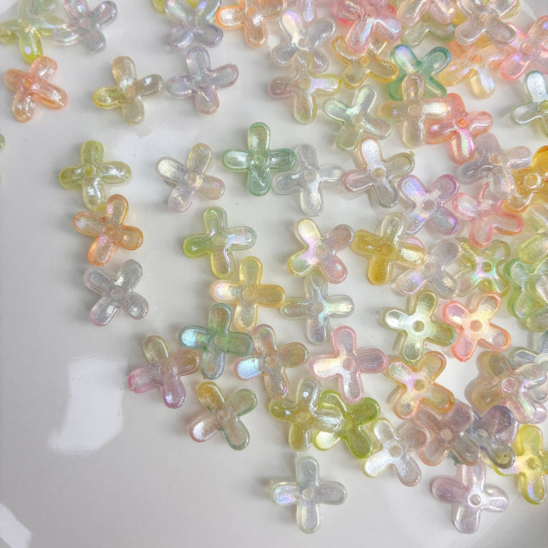 Perles de fleurs acryliques 4-Petal Lumineuses Glow-in-the-Dark