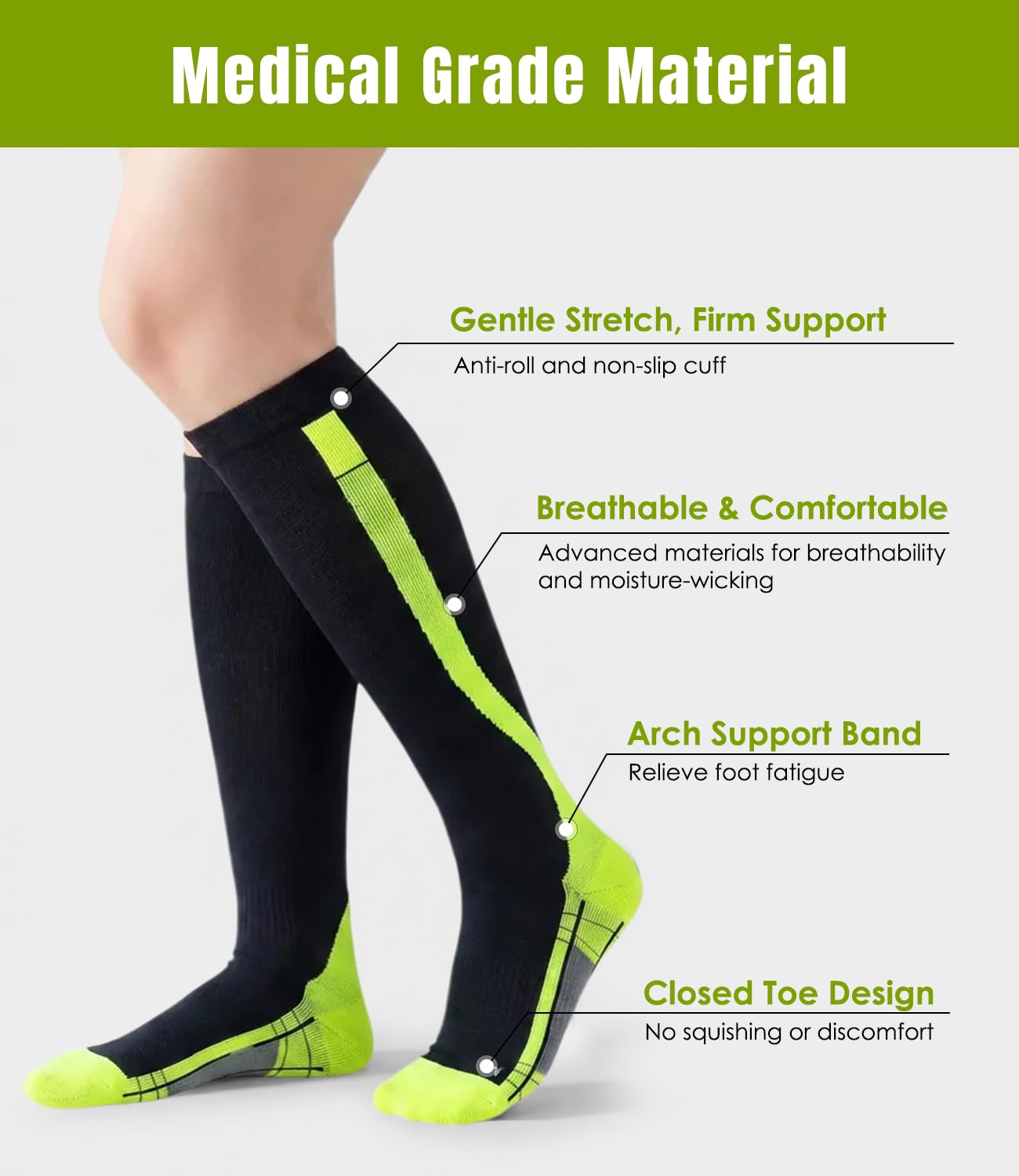 Chaussettes de compression pour femmes hommes circulation 20-30 MmHg