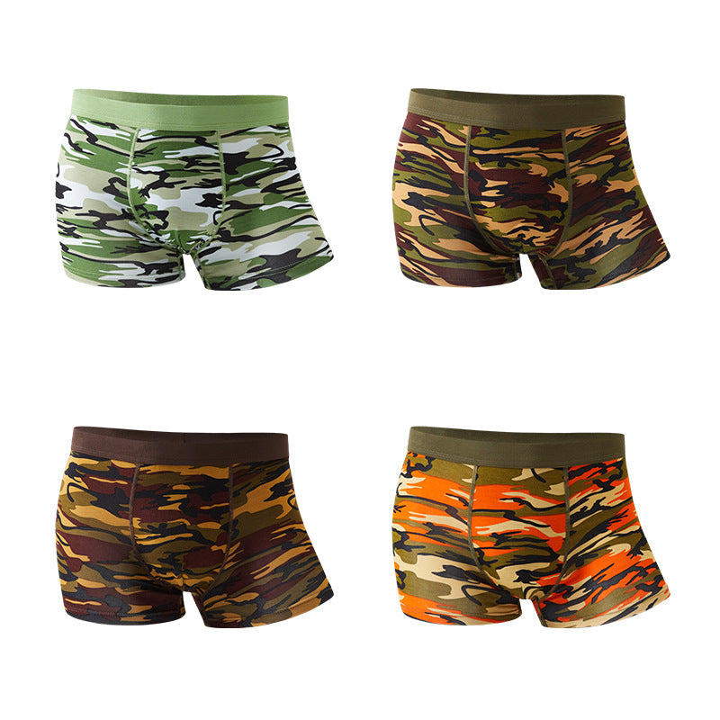Sous-vêtements pour hommes Camouflage Boxers respirants modaux Boxers imprimés de taille moyenne