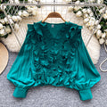 Socialite Court-Style Top avec les manches et l'ourlet volant