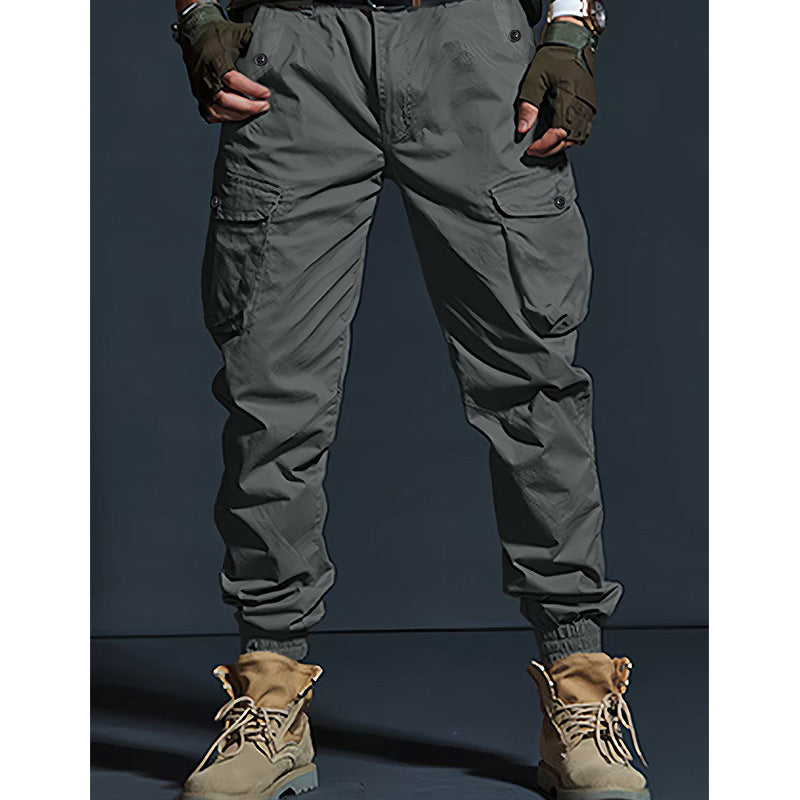 Pantalons de travail multi-poches pour hommes Slim-fit