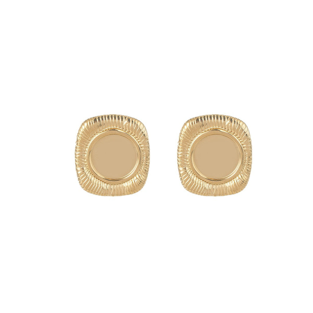 Boucles d'oreilles carrées en résine ronde argentée Boucles d'oreilles vintage française style froid