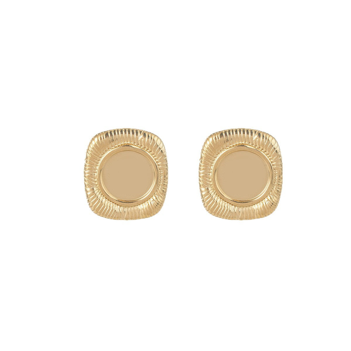 Boucles d'oreilles carrées en résine ronde argentée Boucles d'oreilles vintage française style froid