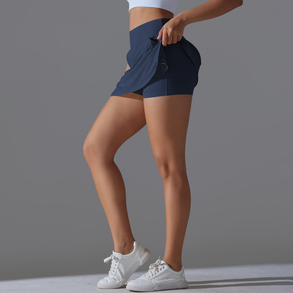 Cool Screen Sunscreen Jupe de tennis haute taille Tight Slim faux deux pièces Culottes femmes Ba