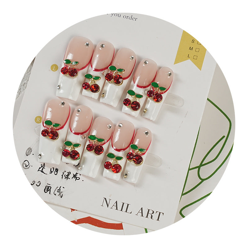 Cherry or diamond handmade wearable nails