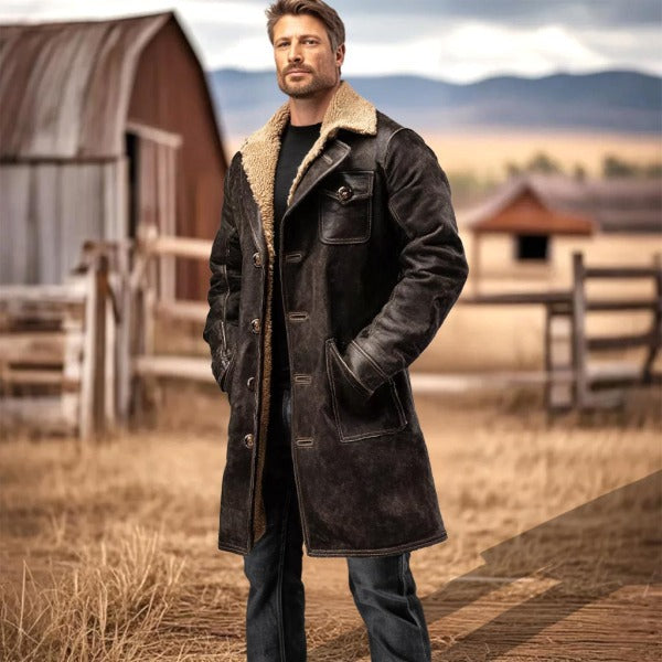 Veste de suède vintage brun foncé pour homme