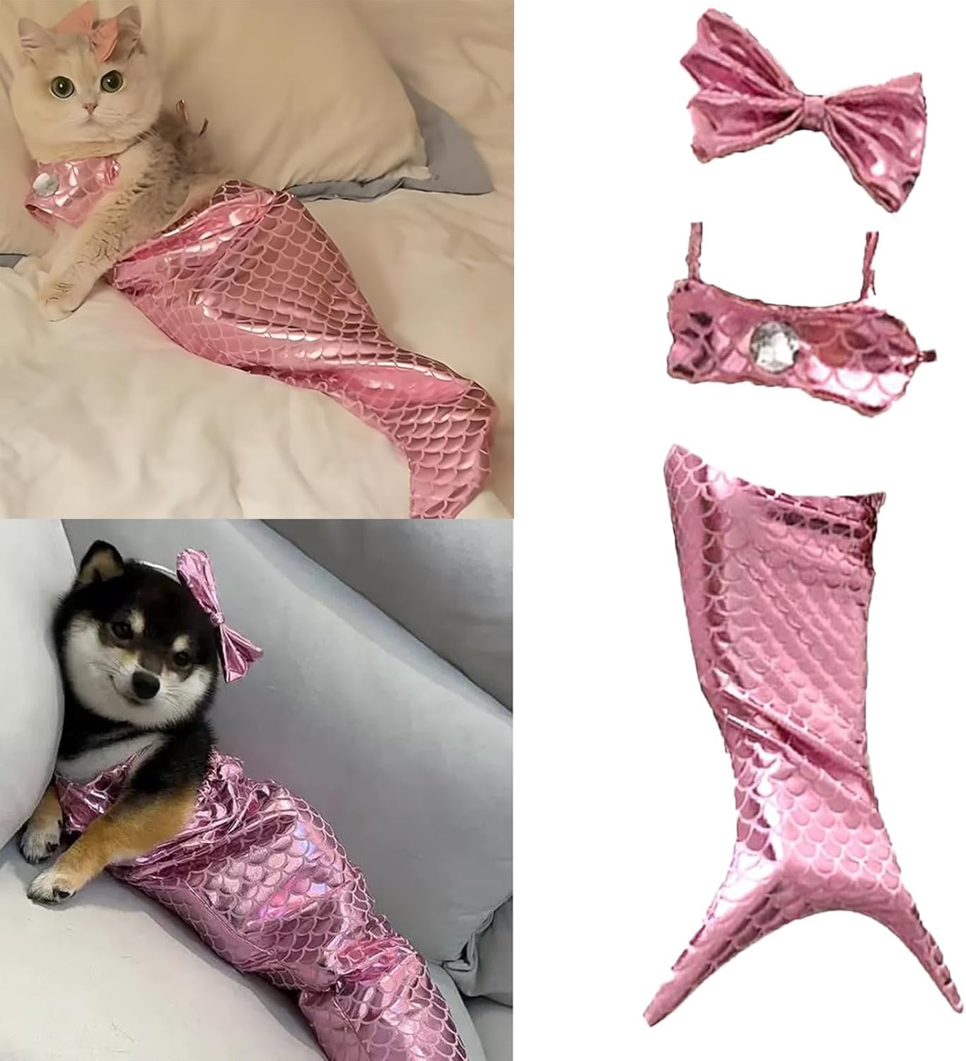 Costume de sirène de chat Costumes créatifs de chat et de chien Costume drôle de sirène de chat Costume de sirène de chat Fi