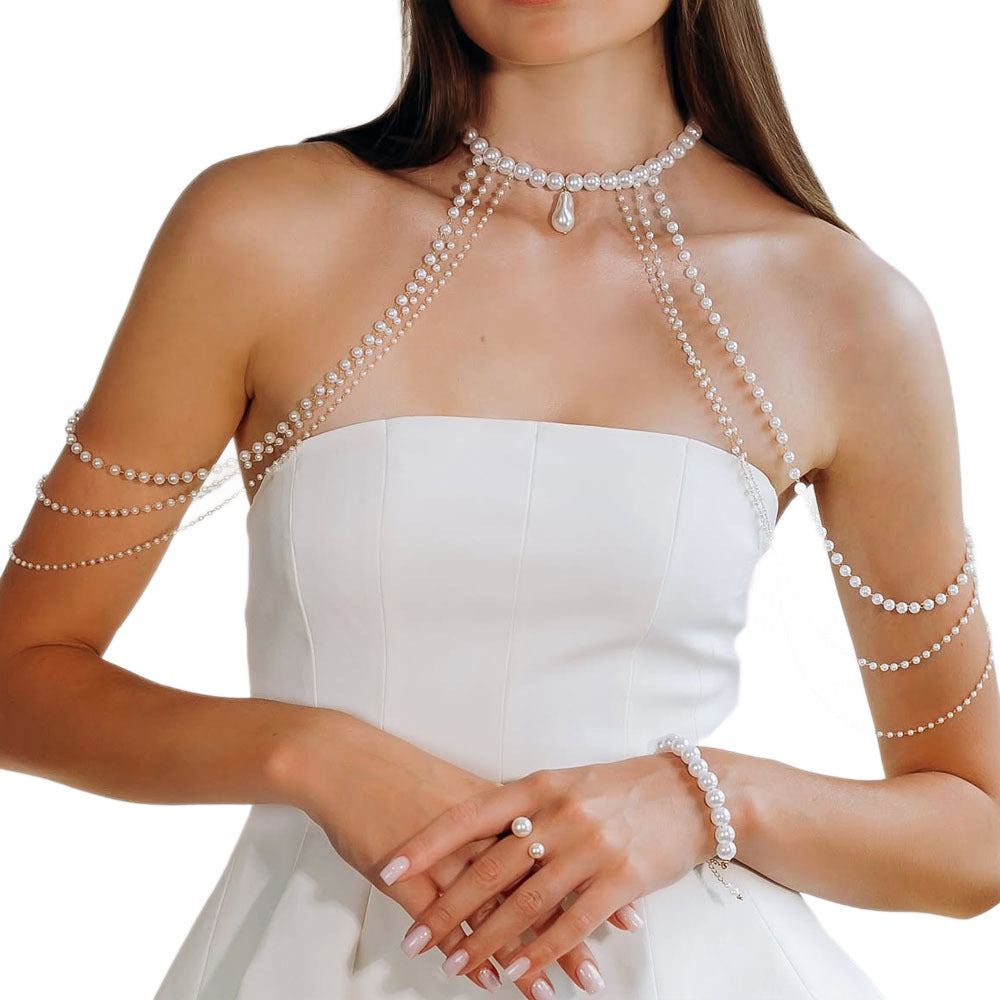 Accessoire à chaîne de corps en perles multicouches pour les femmes