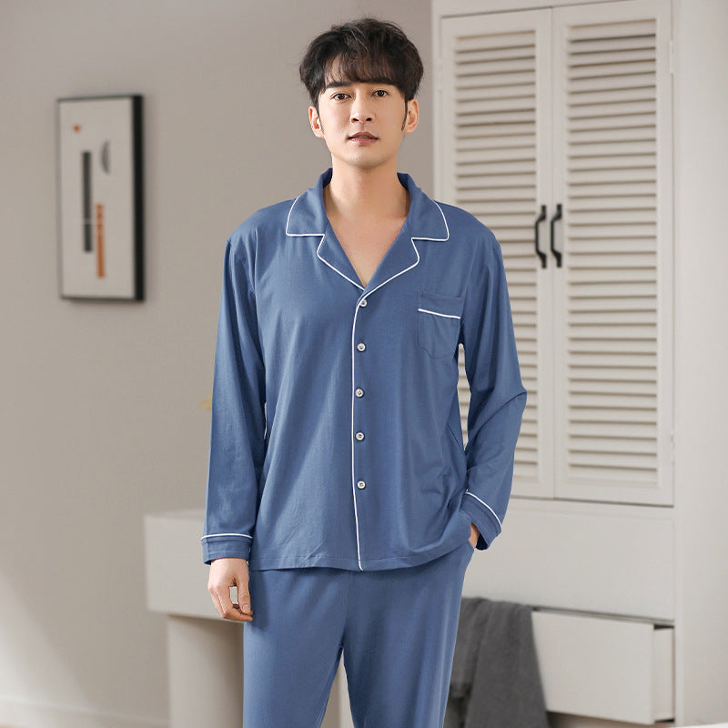 Pyjama Modal Men's Spring and Autumn Long Sleeve Cardigan Suit