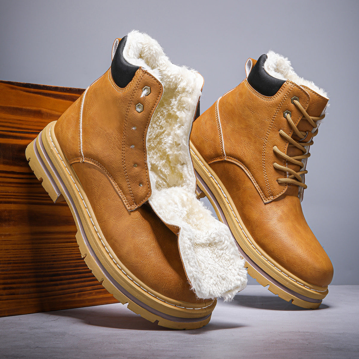 Hommes Chaud hiver Western Bottes de cowboy avec une grosse semelle dans un style rétro
