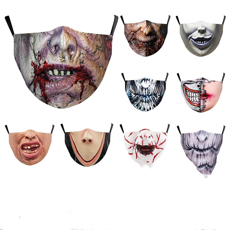 Carnival d'Halloween Impression numérique Funny Clown Face Double Layer Masque de poussière