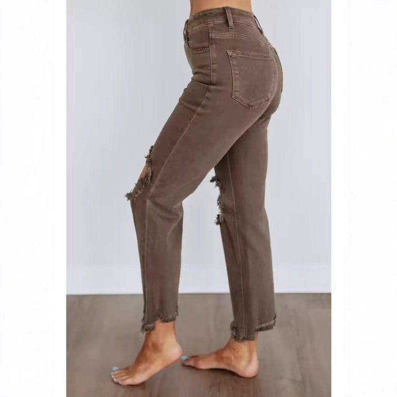 Pantalons de denim retro haute taille
