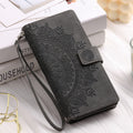 Multi-carte Embossed Totem carte en cuir zipper sac de téléphone