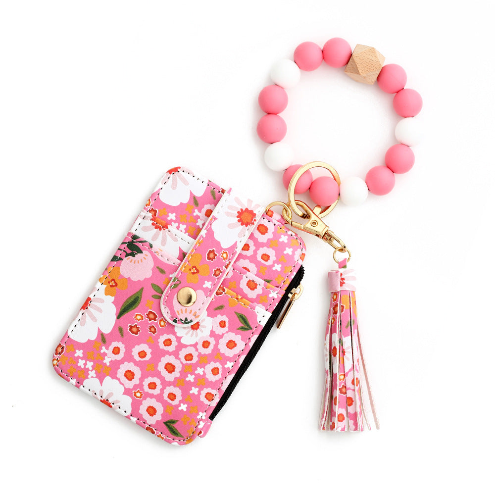 Sac de cartes en cuir imprimé floral pour femmes