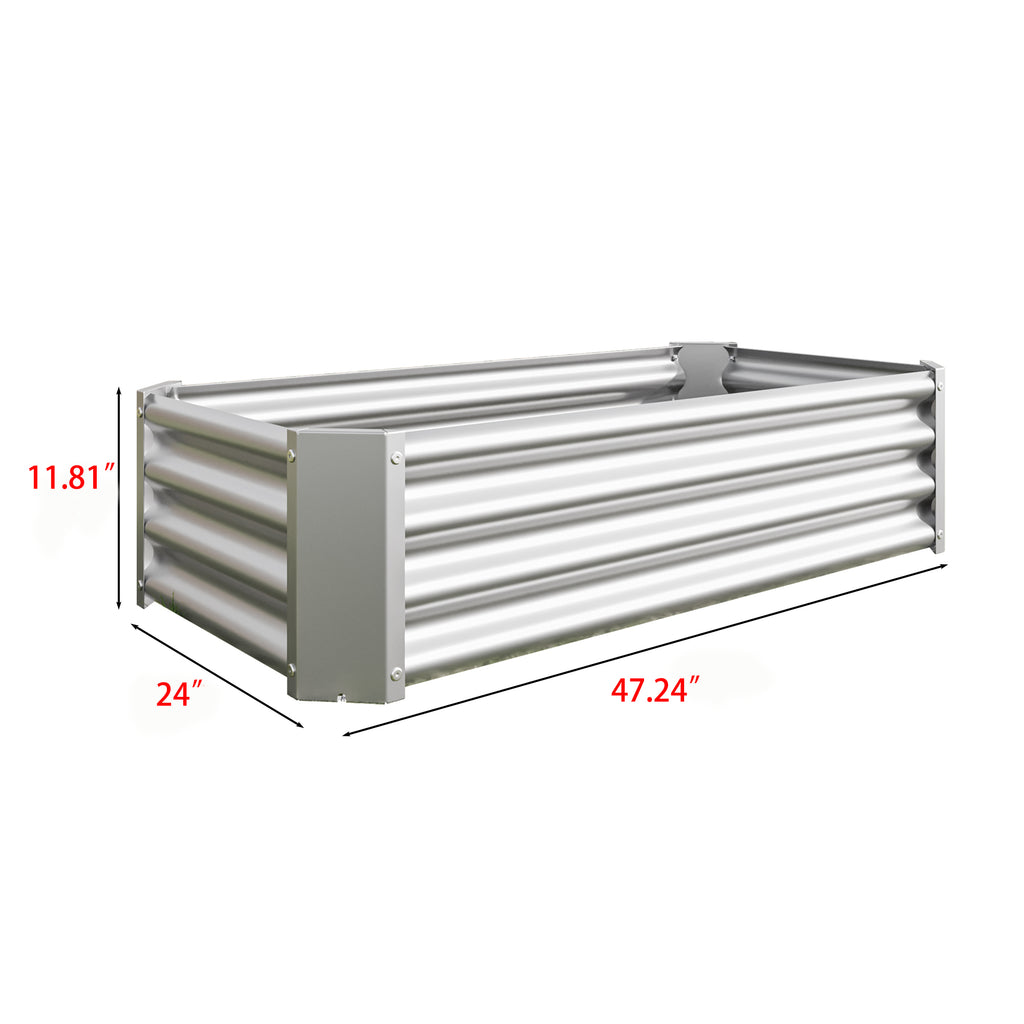 2PCS Silver 4×2×1ft Lit de jardin surélevé en métal